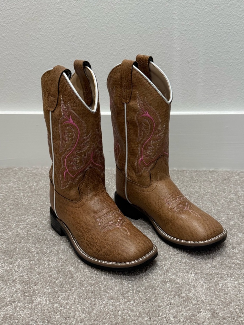 SHYANNE GIRLS' MADISON FAUX LEATHER WESTERN BOOTS - SQUARE TOE